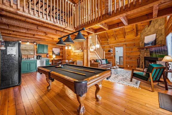 Open room where you can enjoy a meal and shoot a game of pool together
