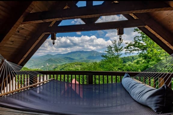 Amazing view of the National Park and Mt Leconte. This balcony is off the bedroom